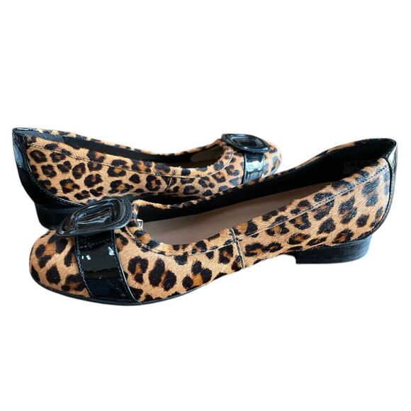 Clark's Pony Hair Leopard Print Blush Cove Ballet Flats Patent Leather Shoes 9 M - Picture 8 of 11